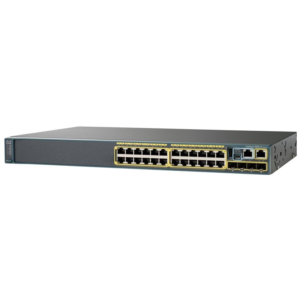 Cisco 2960 Series switch with (24) 10/100 Ethernet ports and (2) fixed 10/100/1000 Ethernet uplink ports & 2 SFP Ports